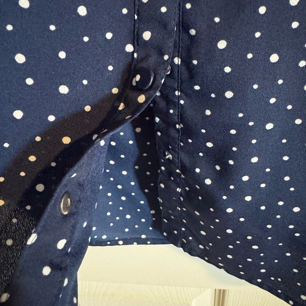 Jason Wu Navy Blue Polka Dot tie-neck blouse small - Picture 5 of 6